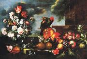 unknow artist Flowers, Fruit and a parrot china oil painting artist